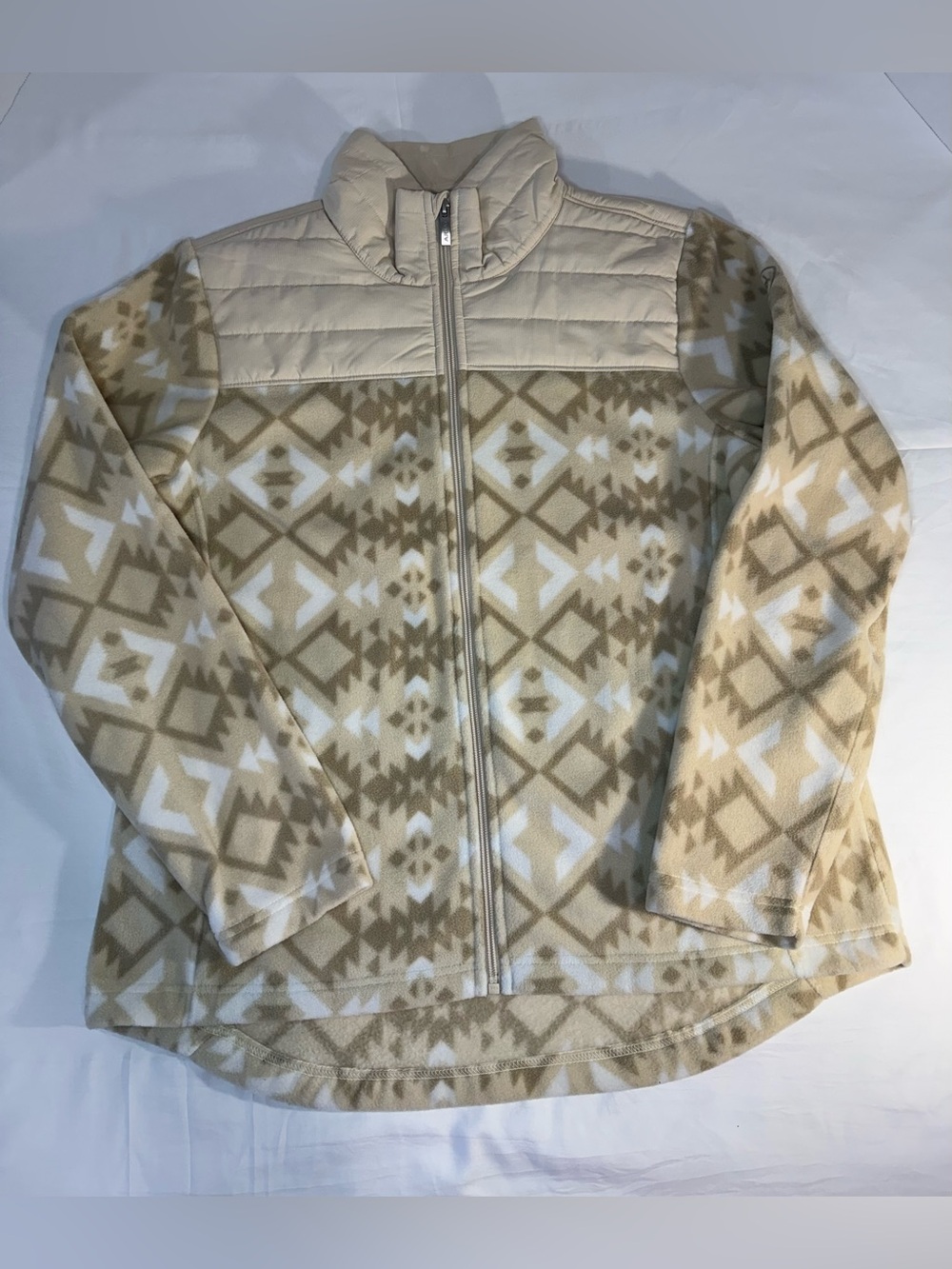Ariat R.E.A.L. Womens L Southwestern Fleece Jacket Tan Cream